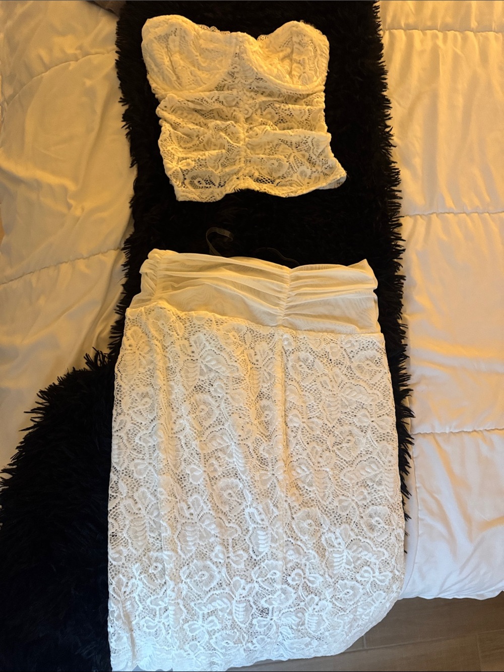 White Lace Pencil Skirt & matching top- Women's Elegant Lace Skirt Set